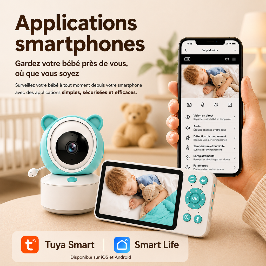Babyphone caméra Bear Audio bidirectionnel & connexion sécurisée