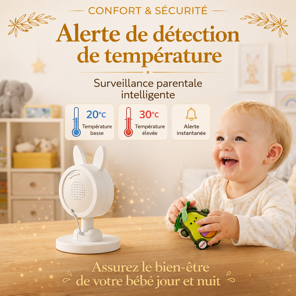 Babyphone caméra Bunny Veilleuse integrée & alertes intelligentes