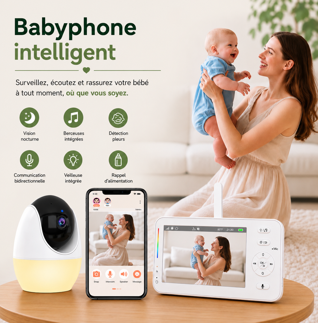 Babyphone caméra Light Connecté & batterie longue durée